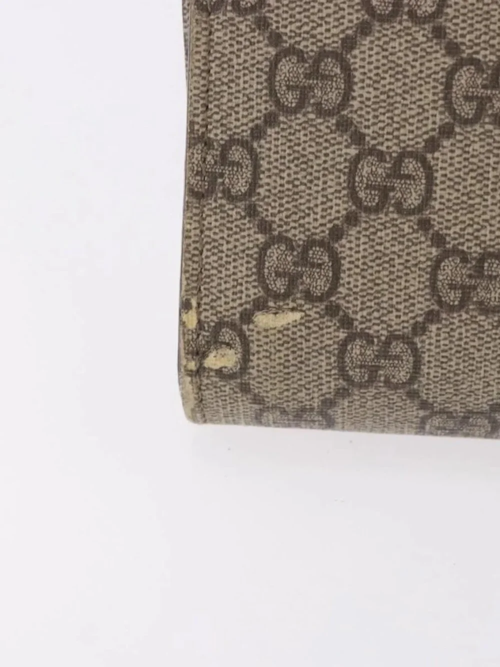 GUCCI GG Supreme Clutch Bag PVC Leather Beige Silver 201755 Auth 187159